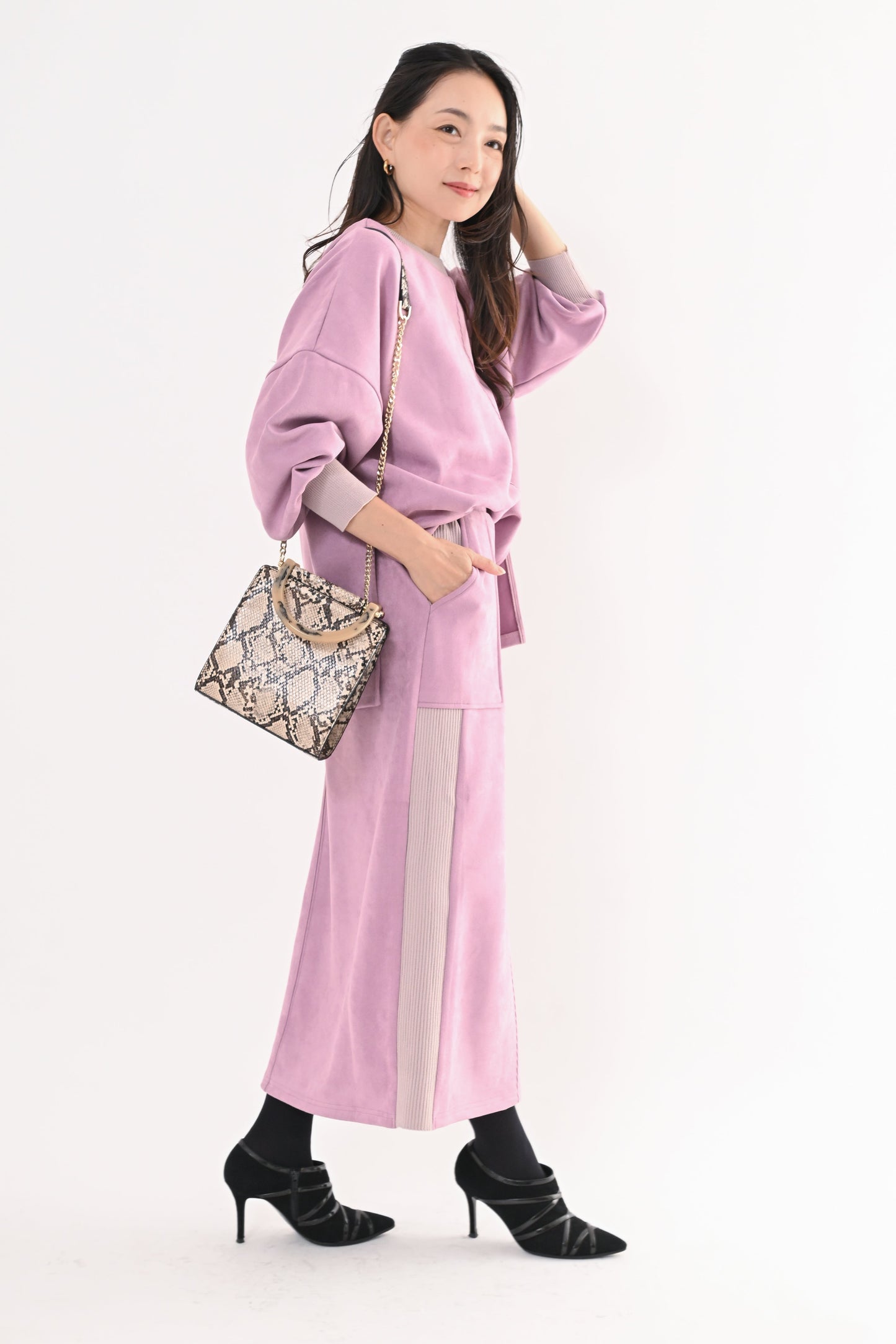 スエード×リブワークスカート