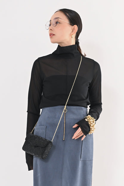 メッシュハイネックプルオーバー