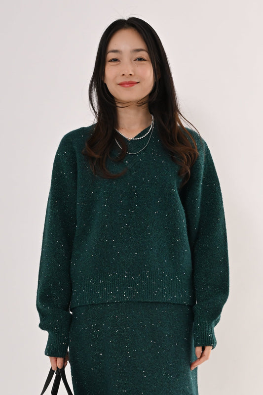 〈10%OFF〉2WAYスパンコールニット