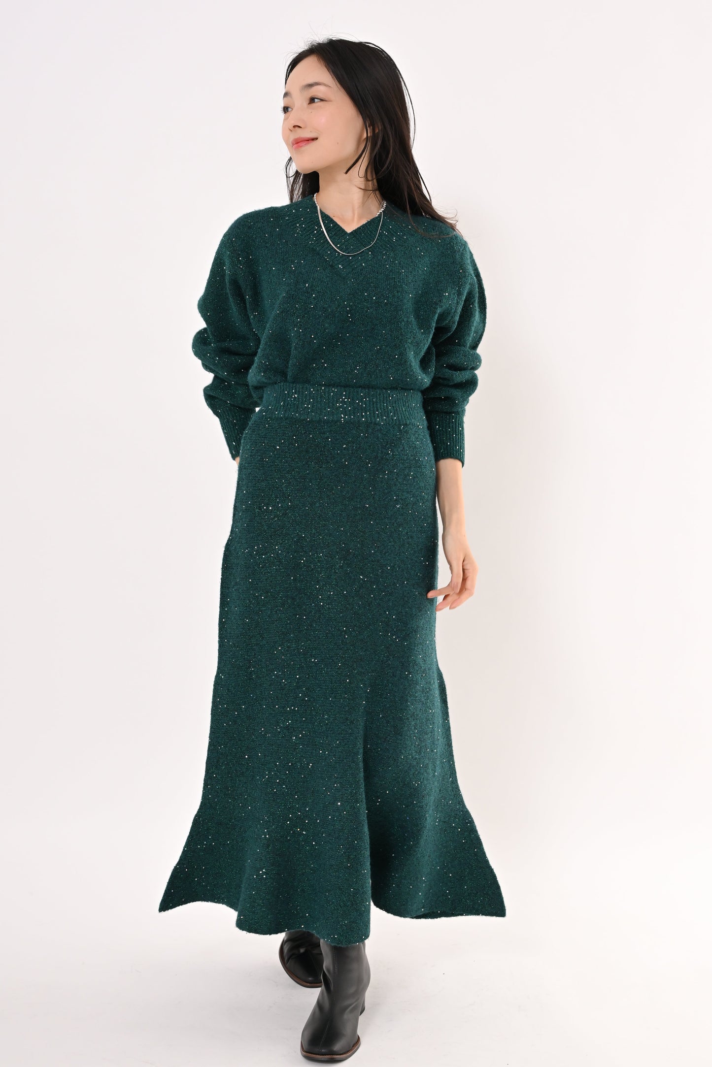 ＜20%OFF＞スパンコールニットスカート