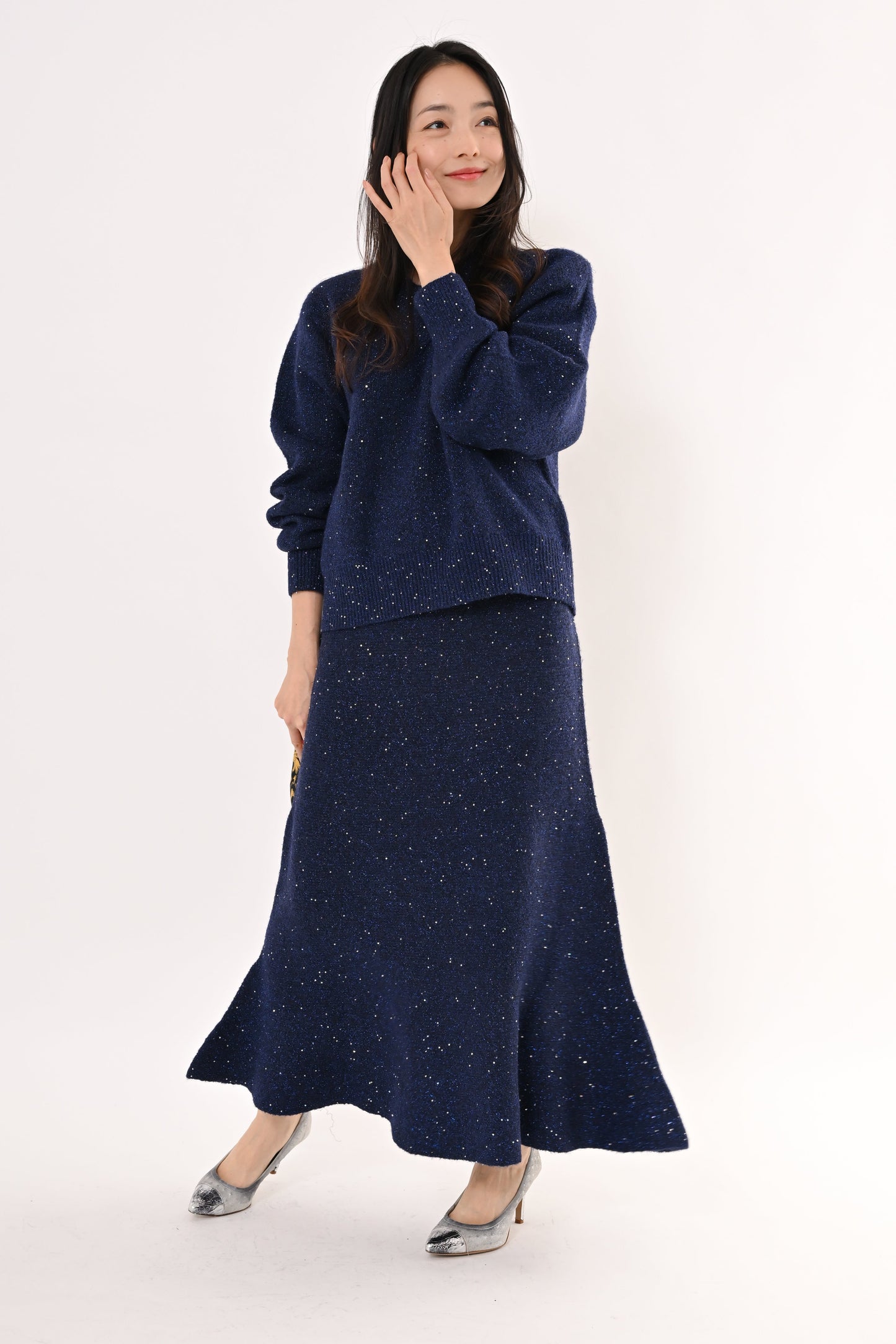 ＜20%OFF＞スパンコールニットスカート