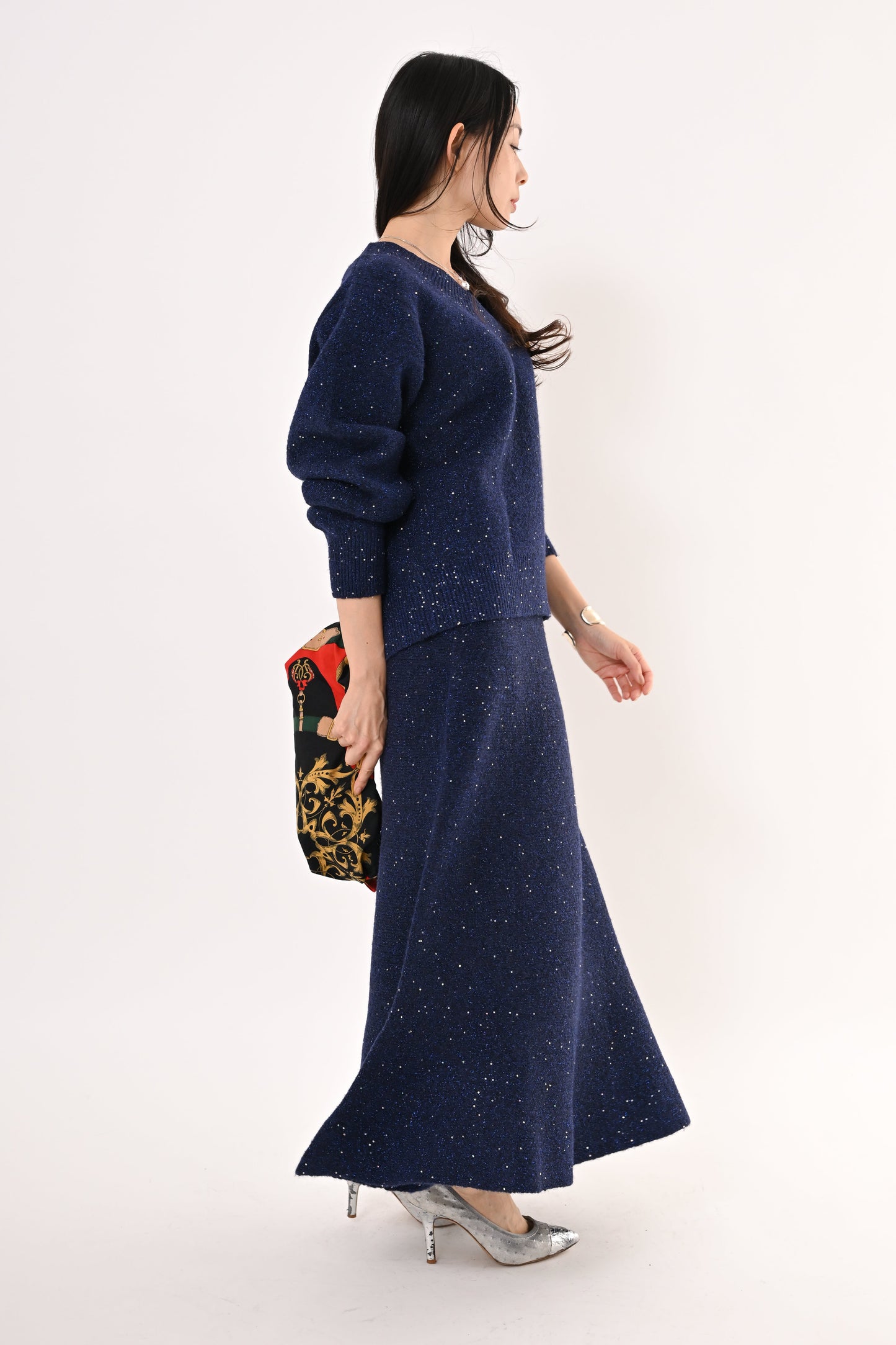 ＜20%OFF＞スパンコールニットスカート