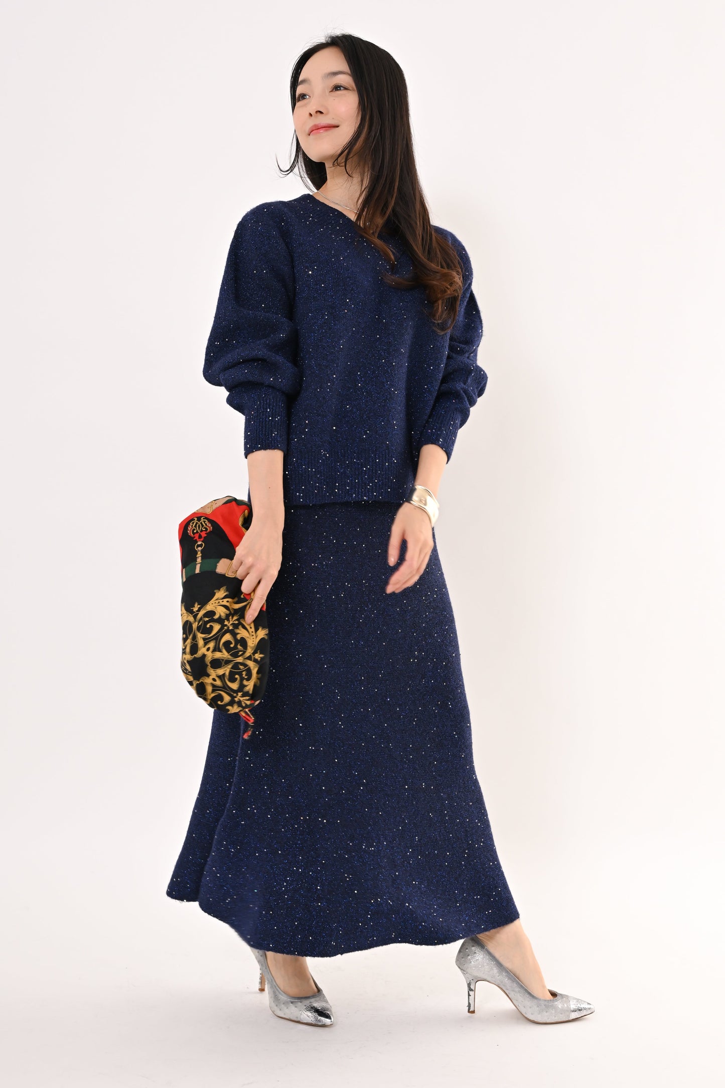 ＜20%OFF＞スパンコールニットスカート