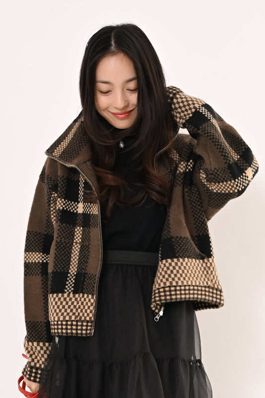 ジャガードニットブルゾン