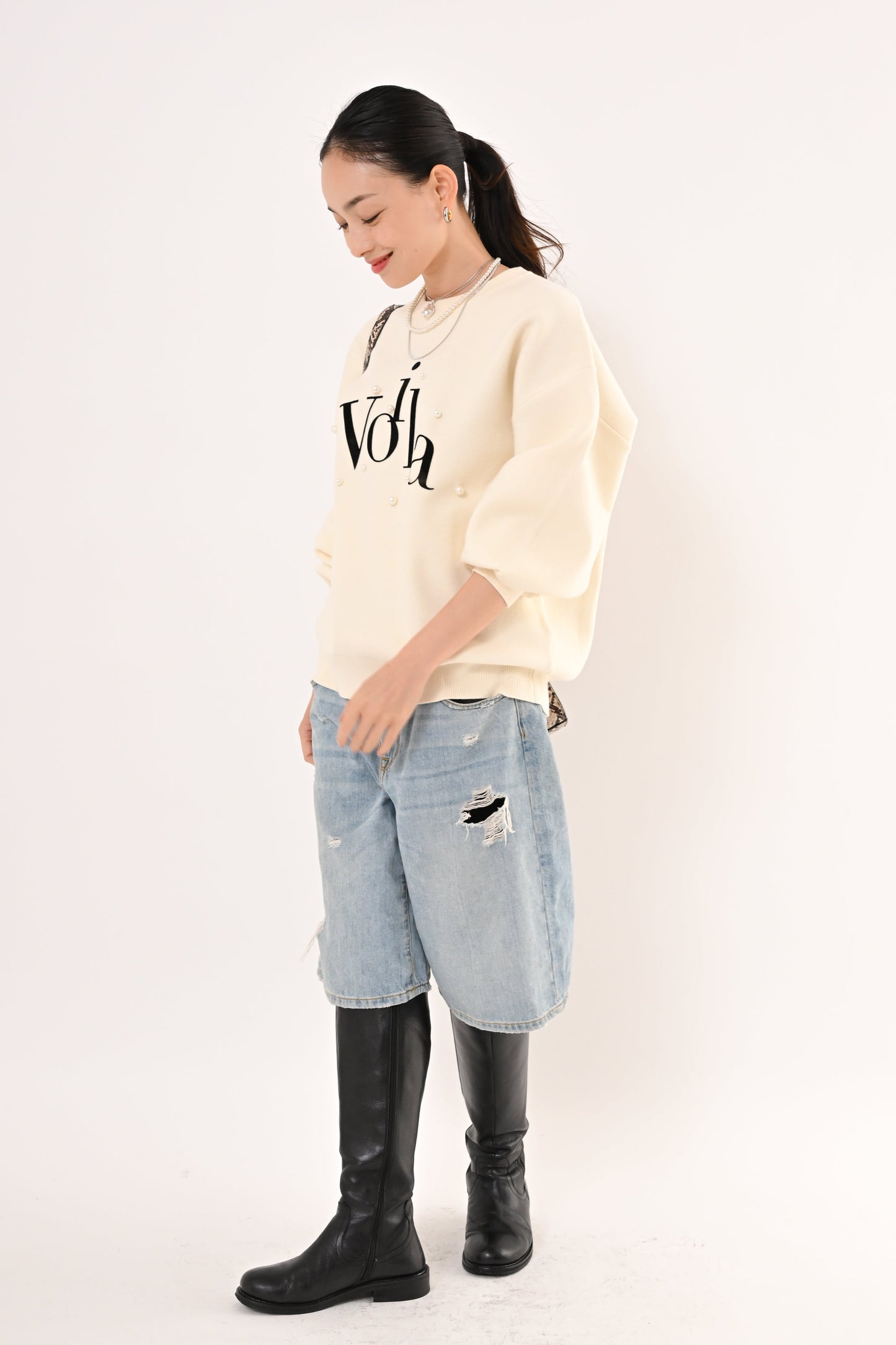 〈30%OFF〉パール+ロゴニット