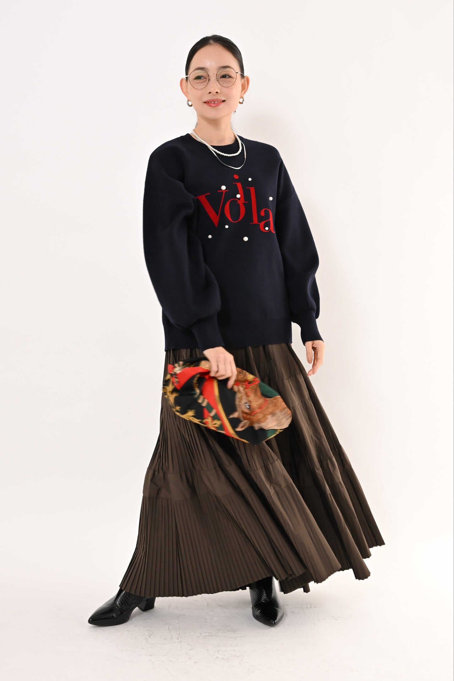 〈30%OFF〉パール+ロゴニット