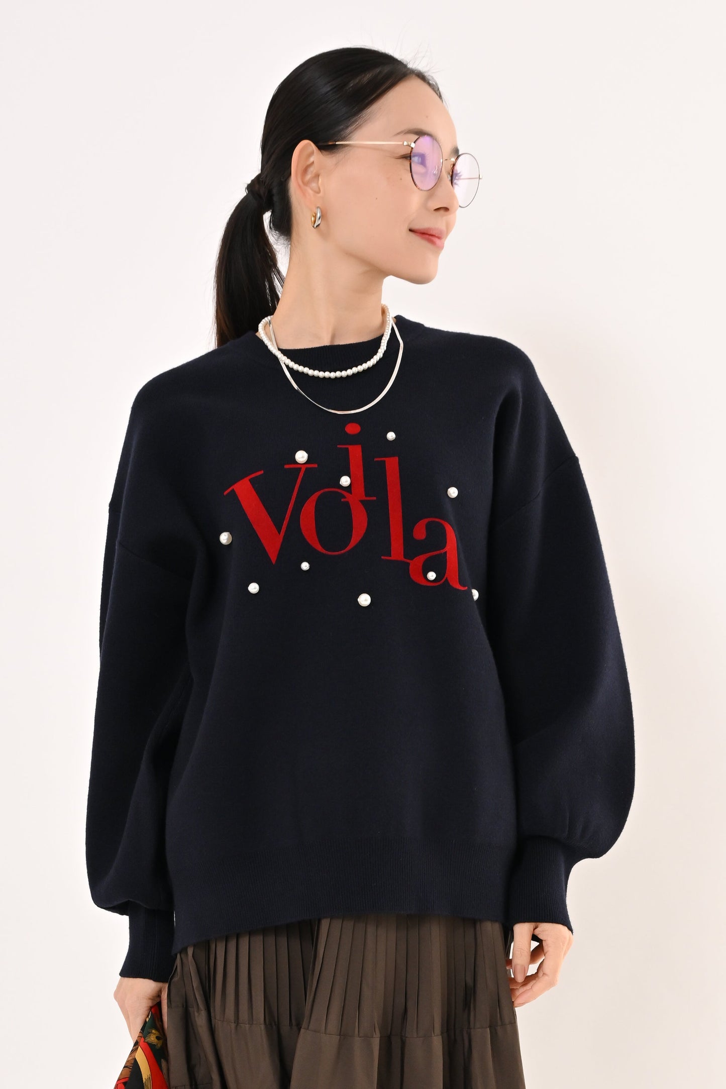 〈30%OFF〉パール+ロゴニット