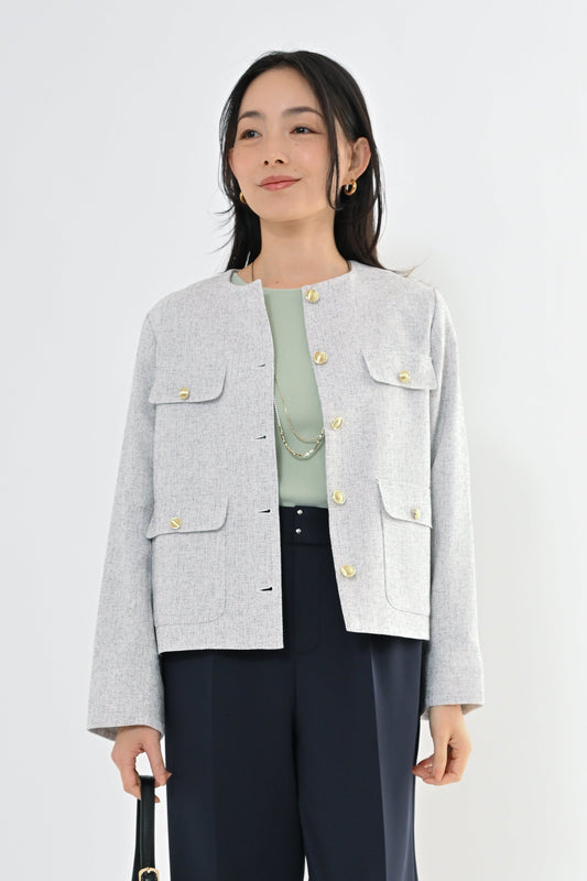 MIXツィードノーカラージャケット