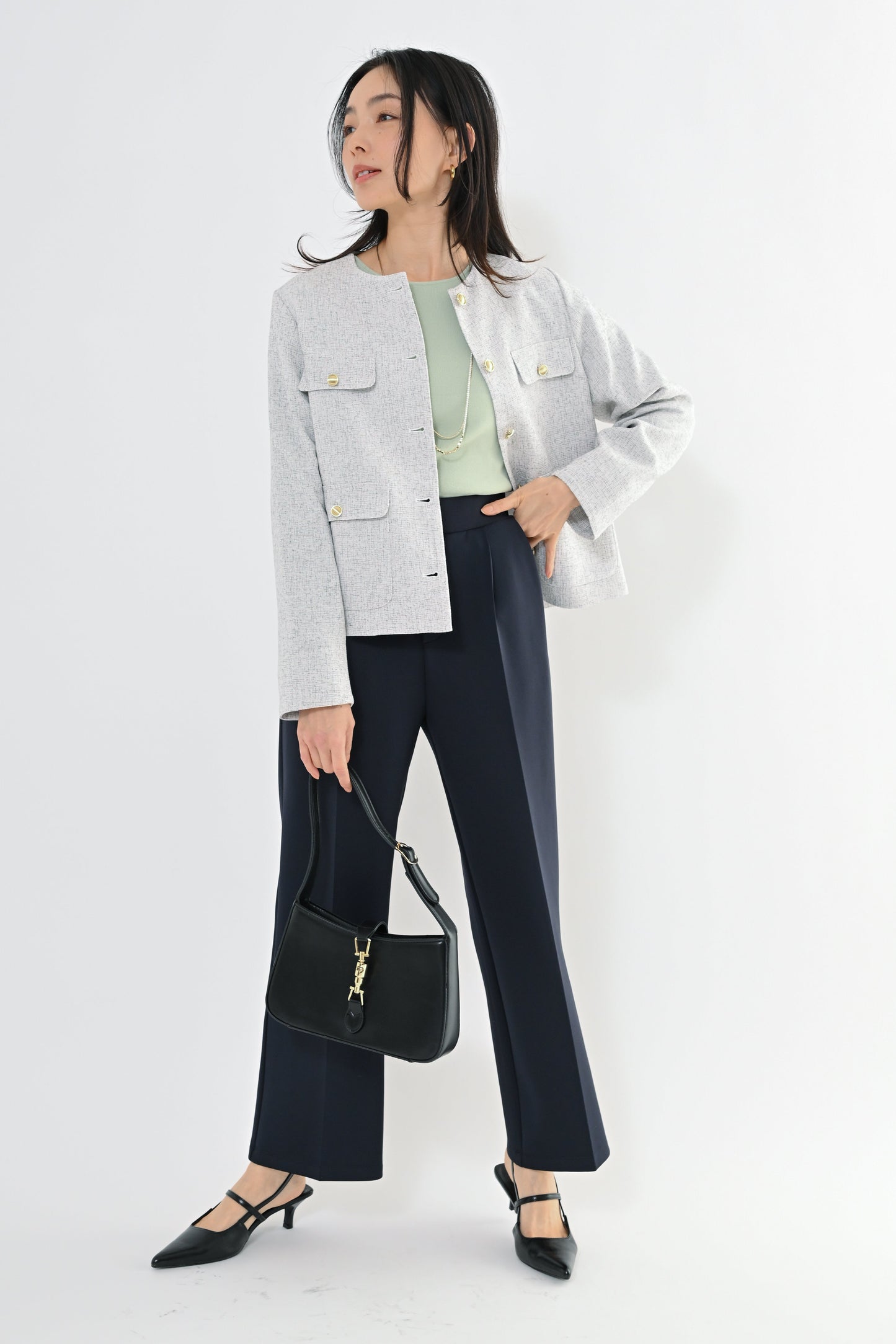 [予約] MIXツィードノーカラージャケット