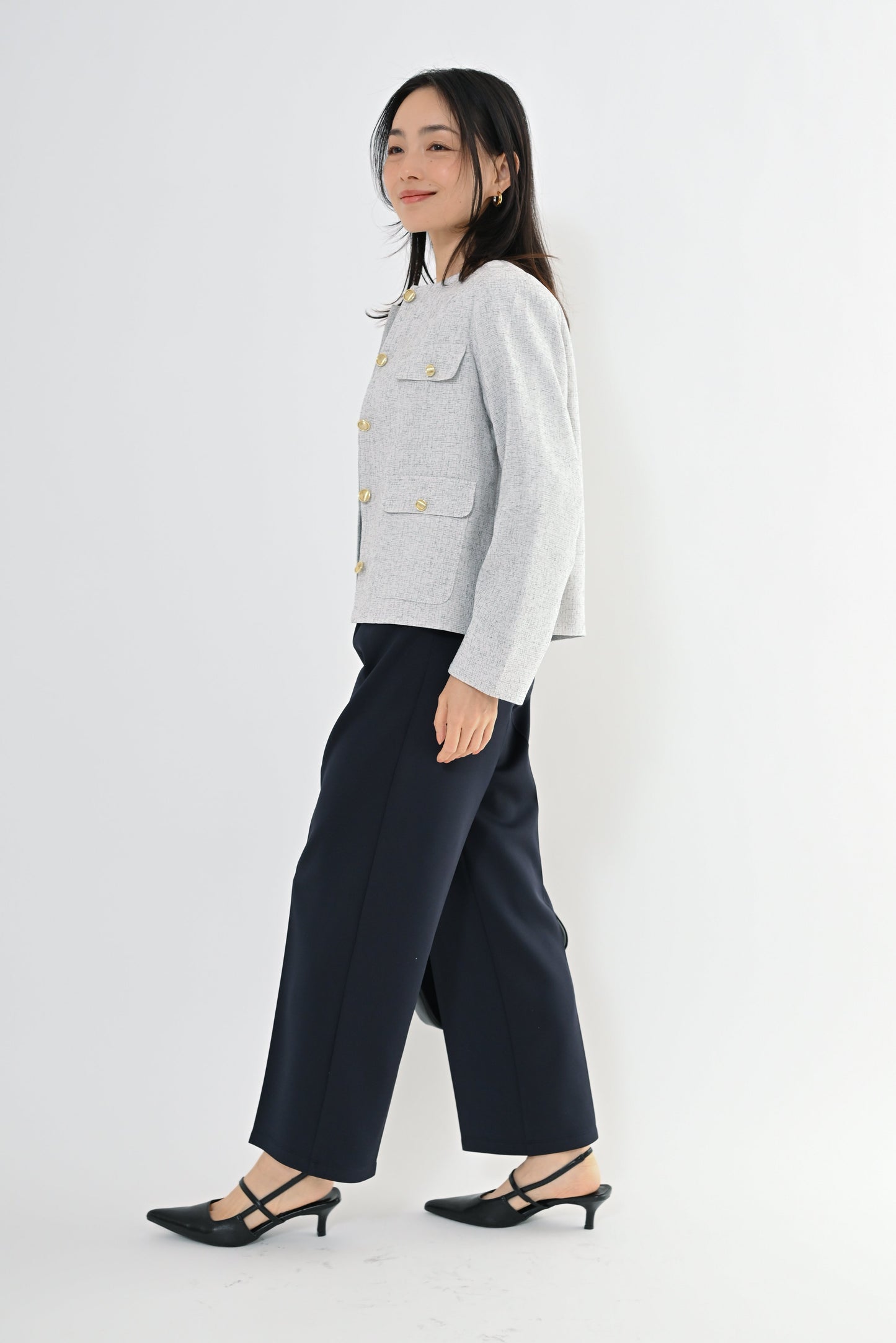 [予約] MIXツィードノーカラージャケット