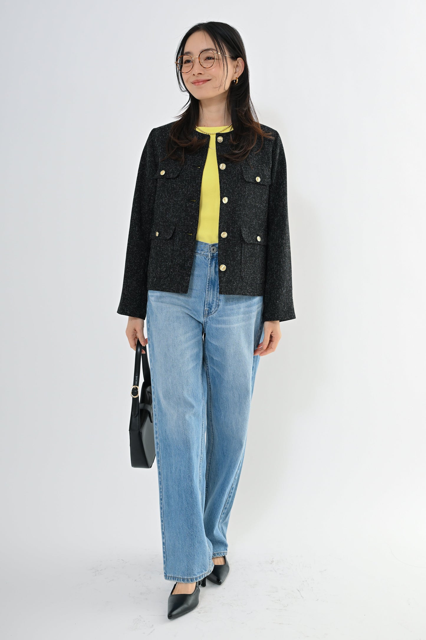 [予約] MIXツィードノーカラージャケット