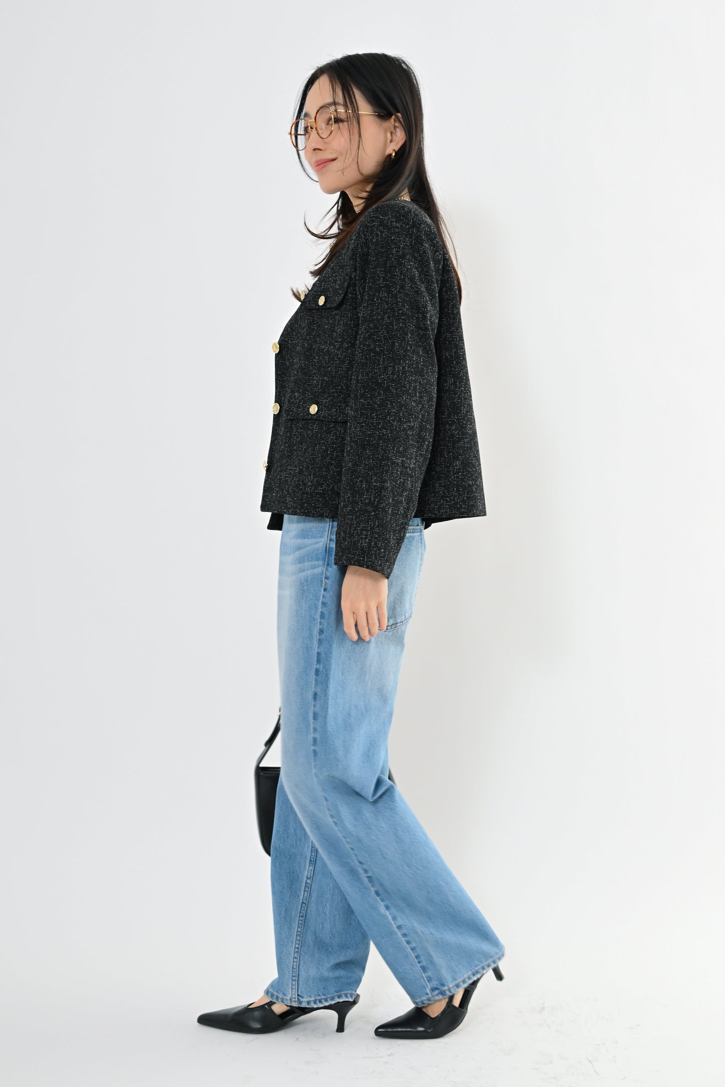 [予約] MIXツィードノーカラージャケット