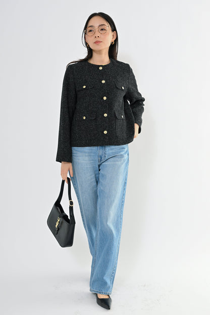 [予約] MIXツィードノーカラージャケット