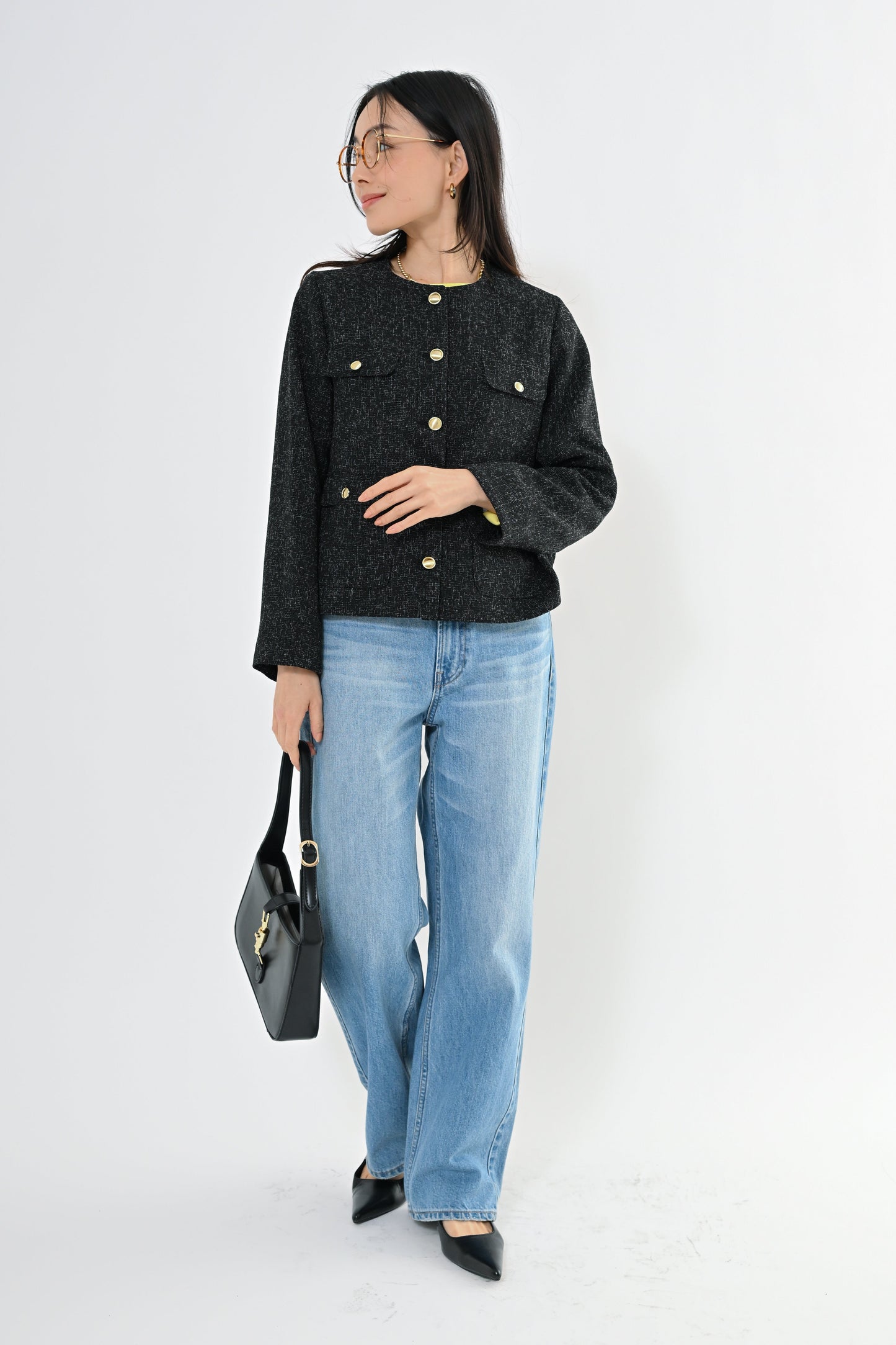 [予約] MIXツィードノーカラージャケット