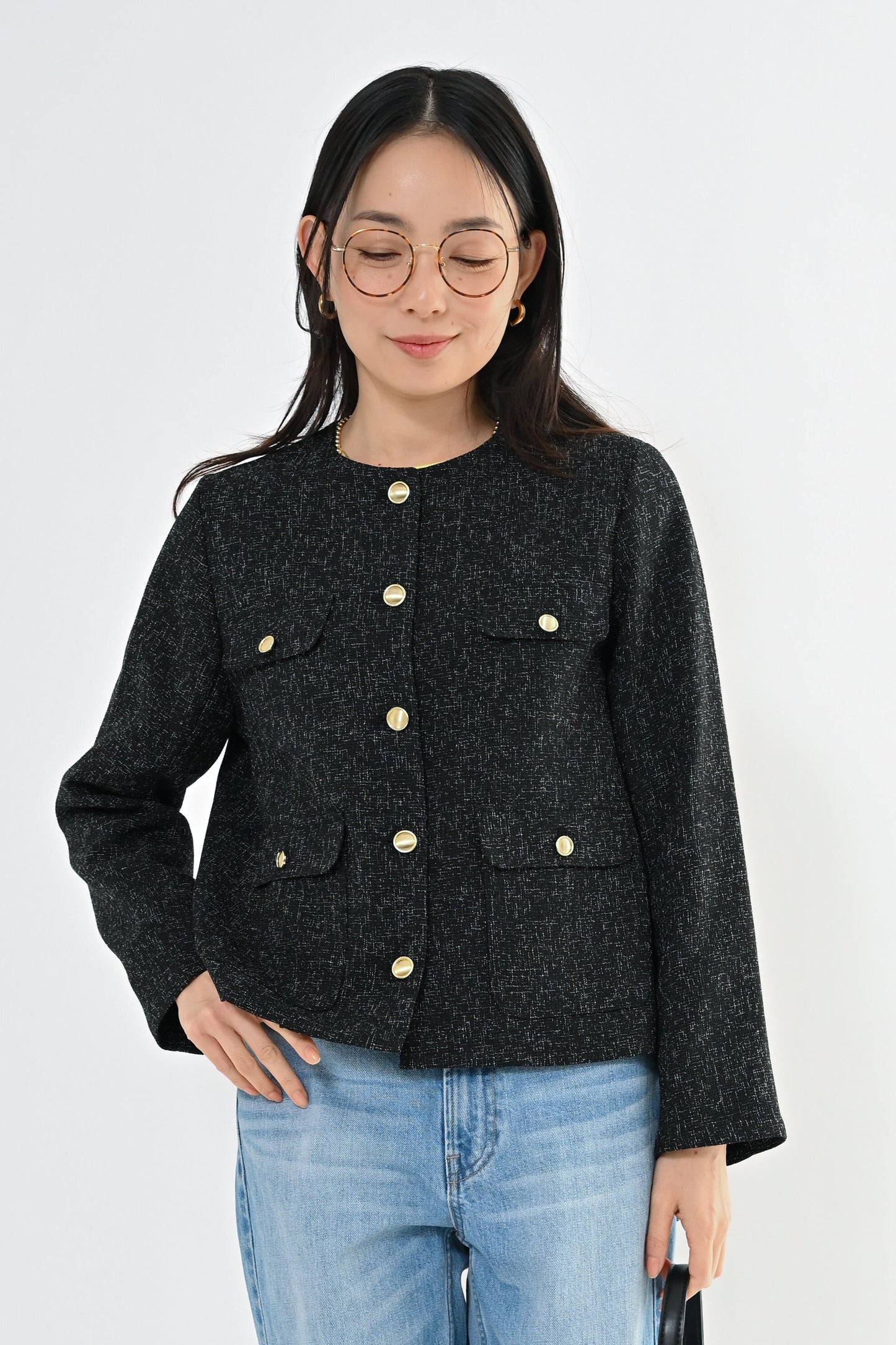 [予約] MIXツィードノーカラージャケット