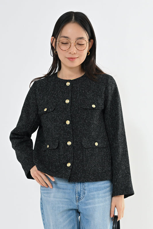 [予約] MIXツィードノーカラージャケット