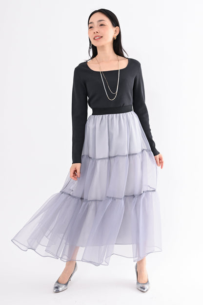 オーガンジーティアードスカート