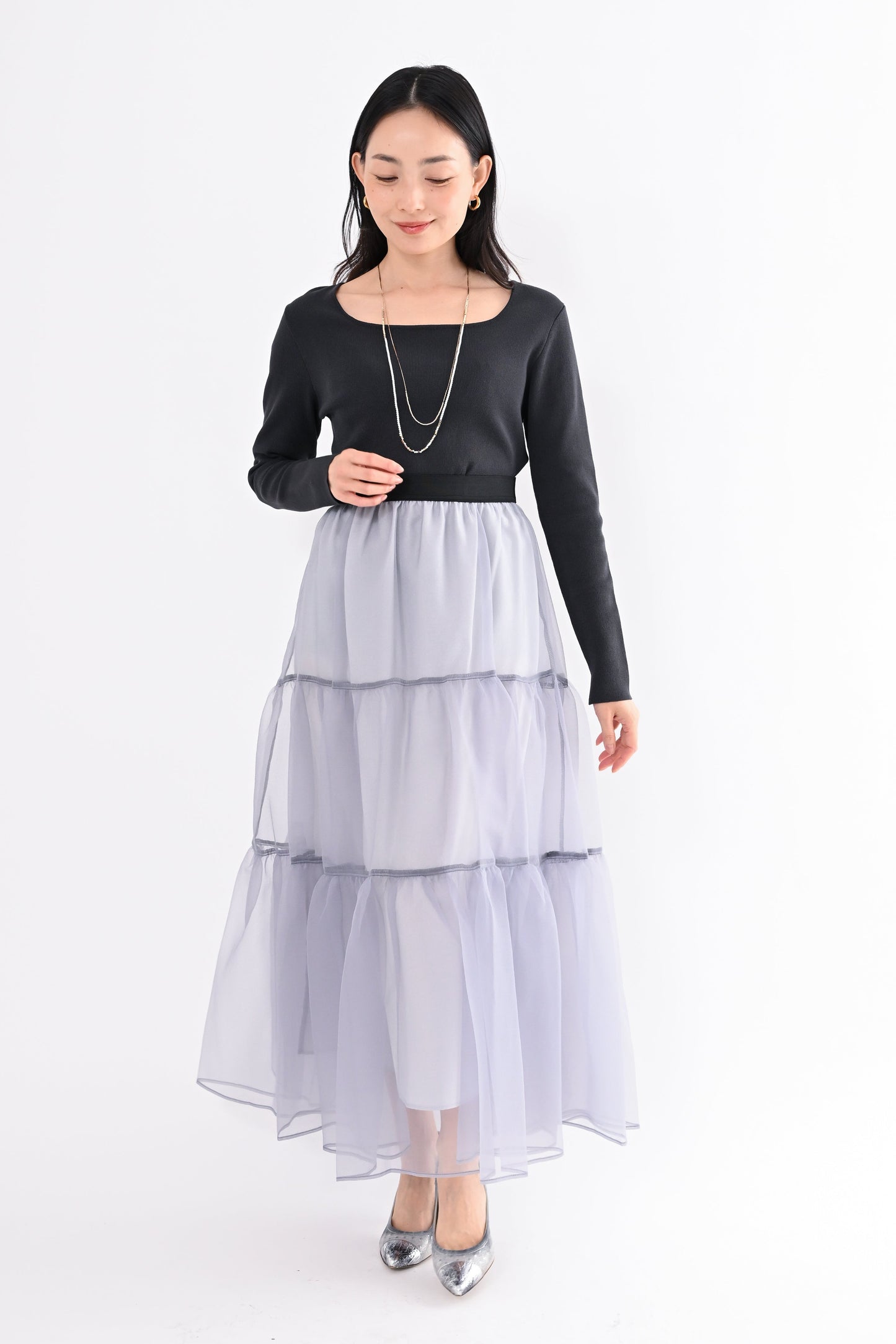 オーガンジーティアードスカート