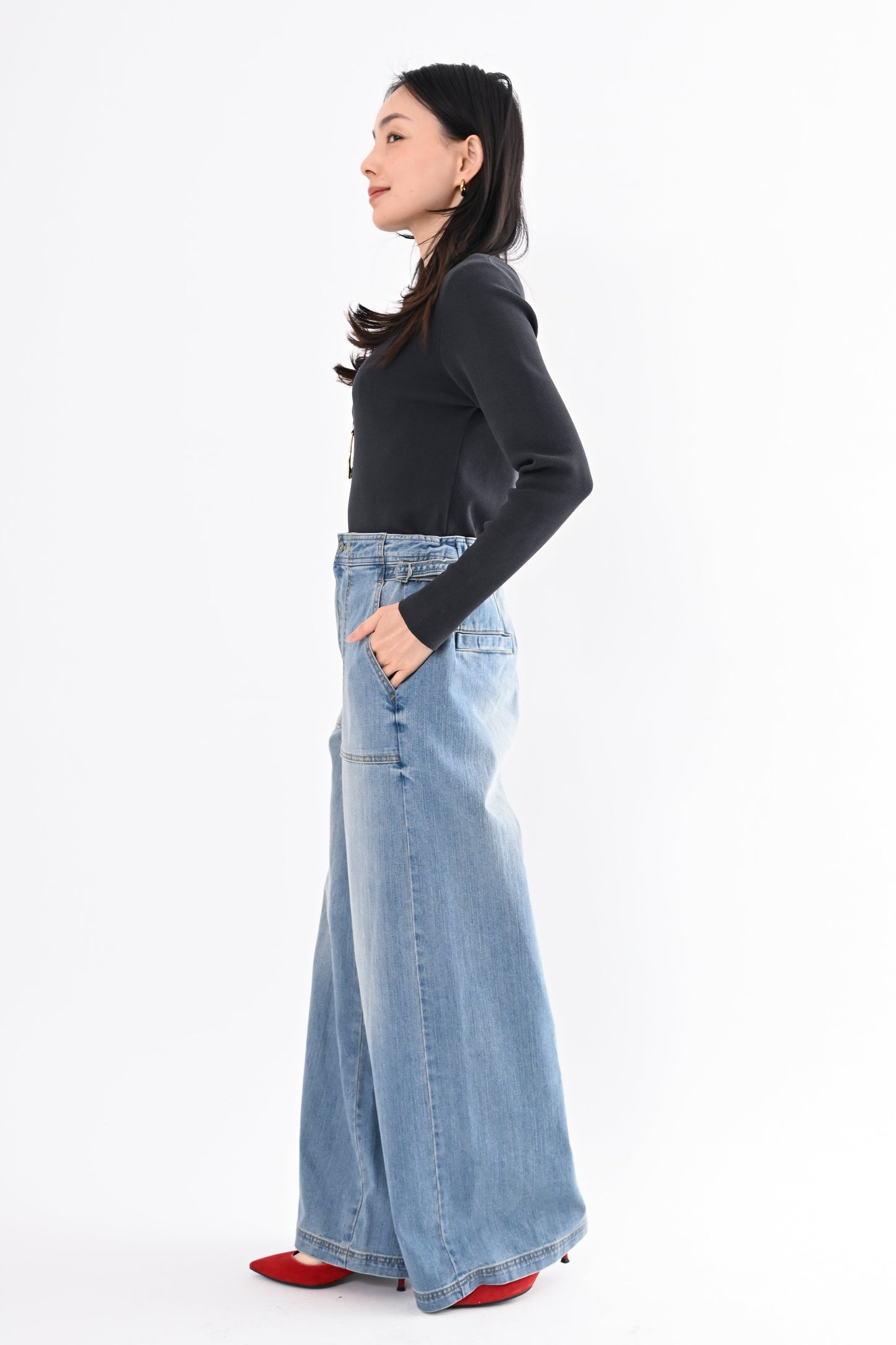 UVカットデニムワイドパンツ