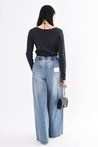 UVカットデニムワイドパンツ