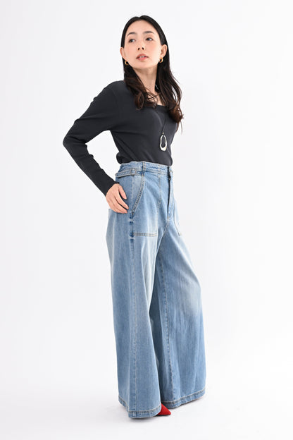 UVカットデニムワイドパンツ