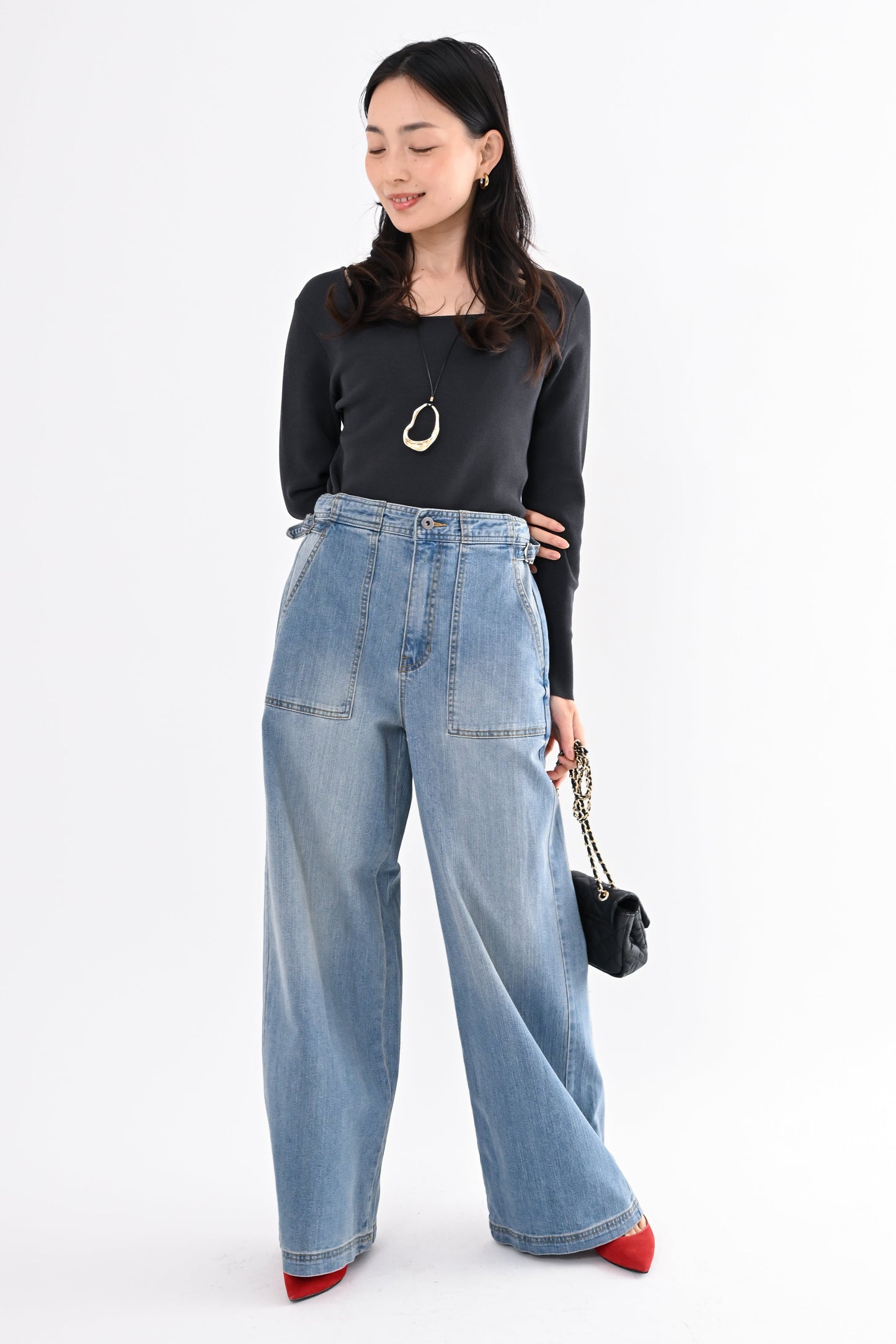 UVカットデニムワイドパンツ