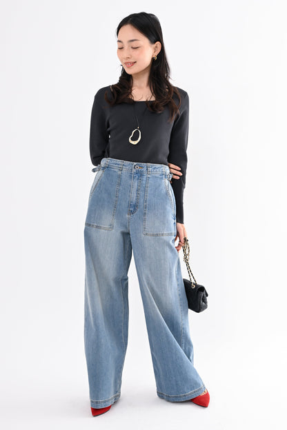 UVカットデニムワイドパンツ