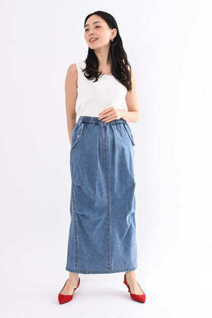 〈20%OFF〉フラップポケデニムスカート