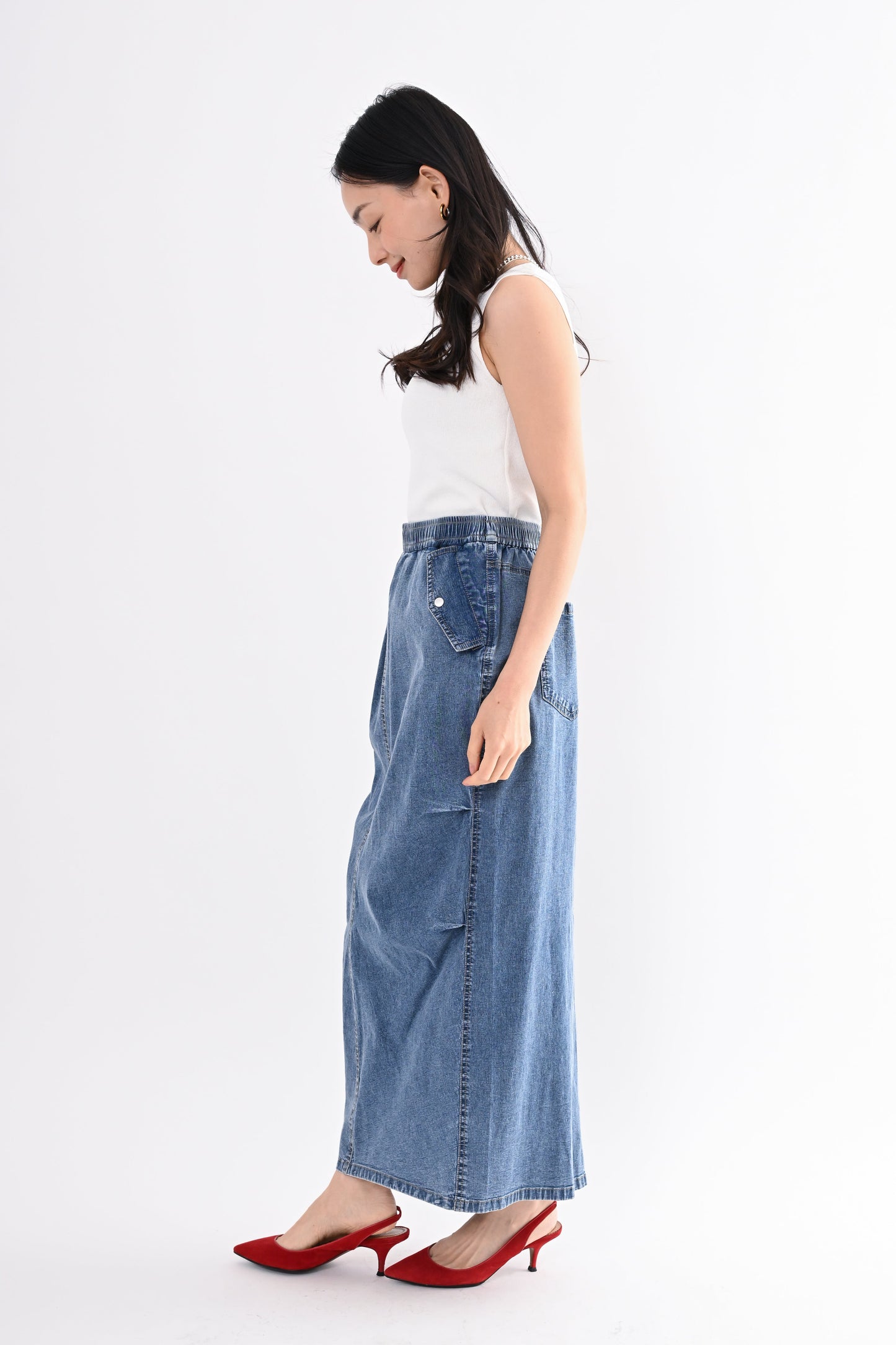〈20%OFF〉フラップポケデニムスカート