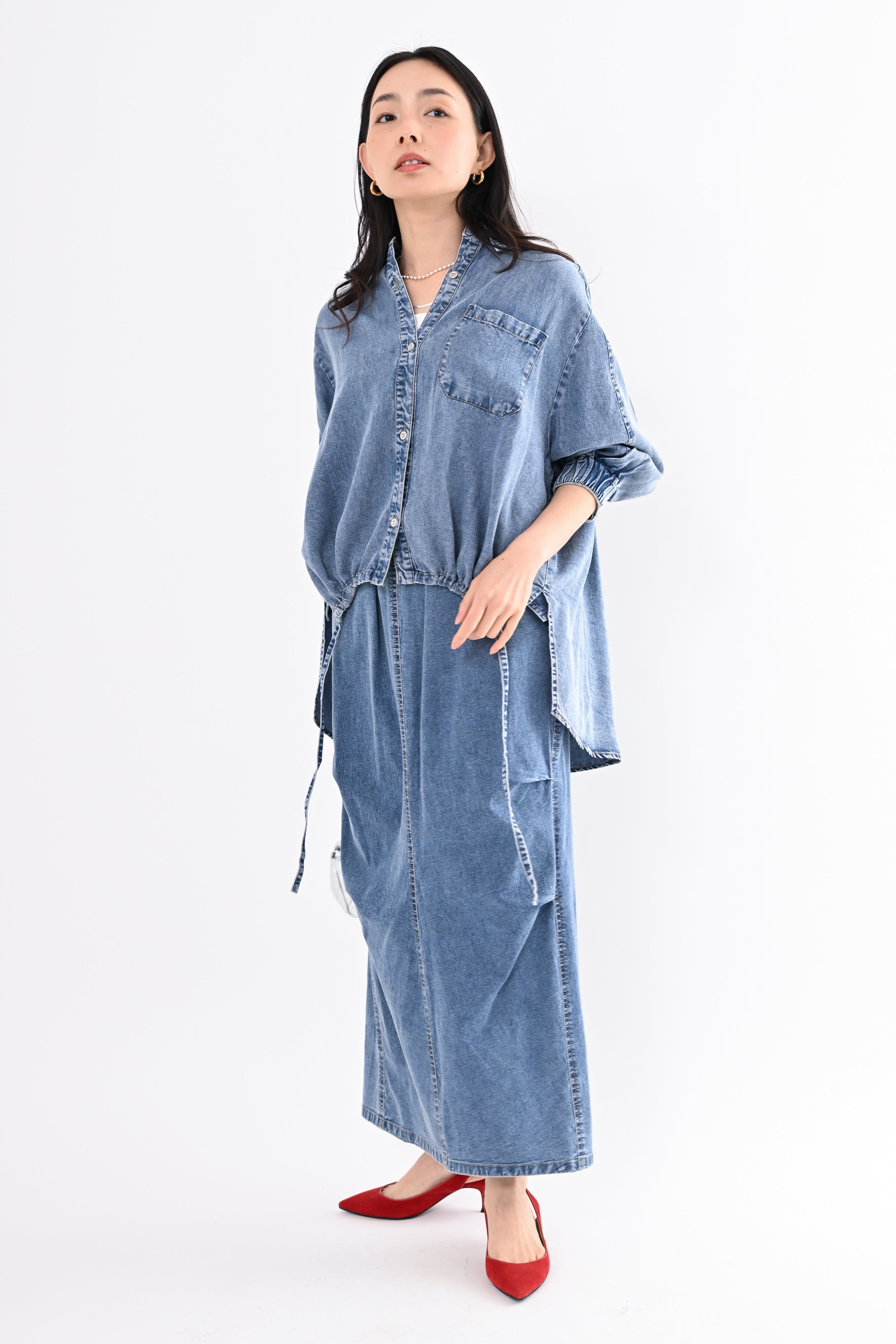 テンセルデニム裾ドロストシャツ｜トップス・シャツ / ブラウス｜good