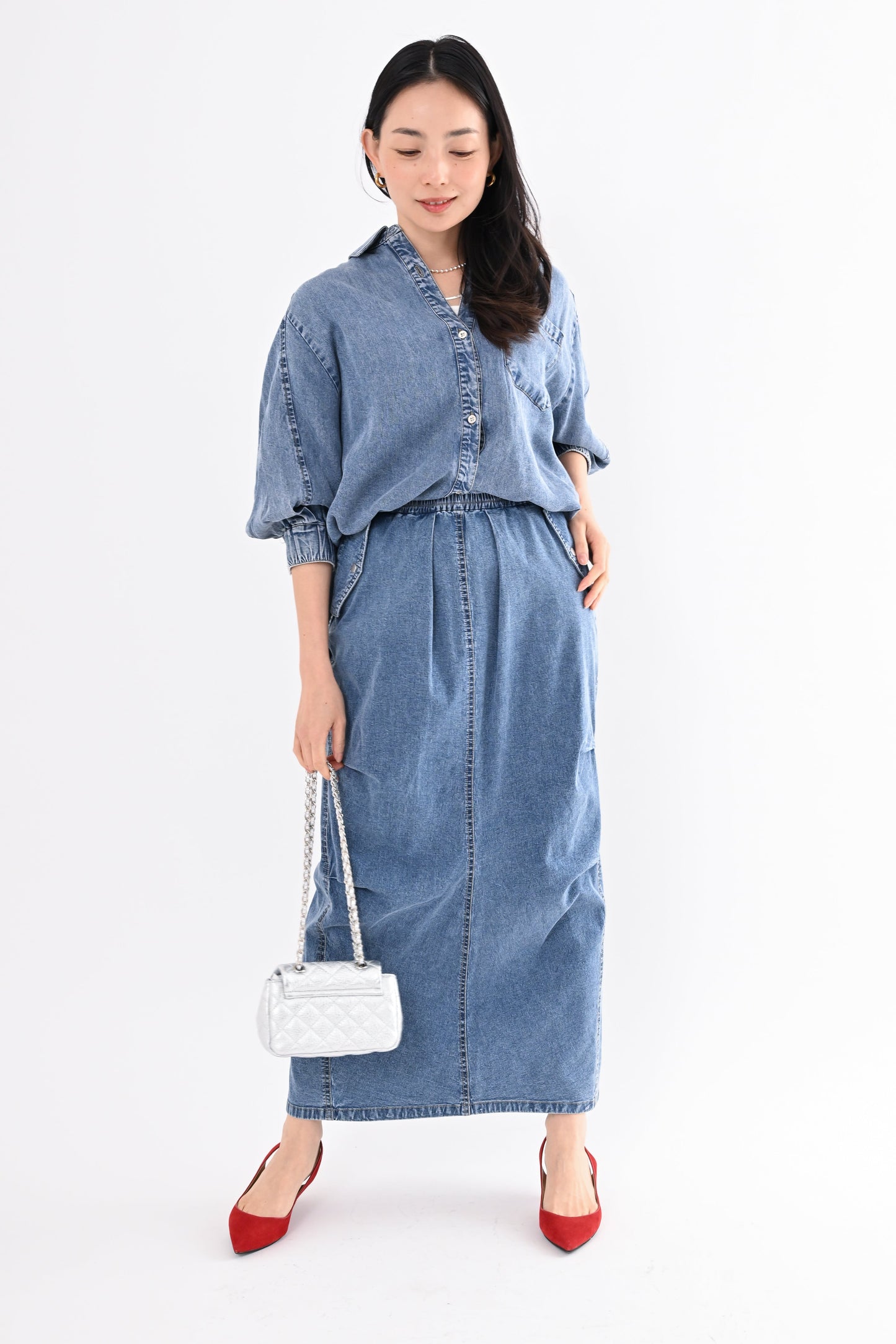 〈20%OFF〉フラップポケデニムスカート
