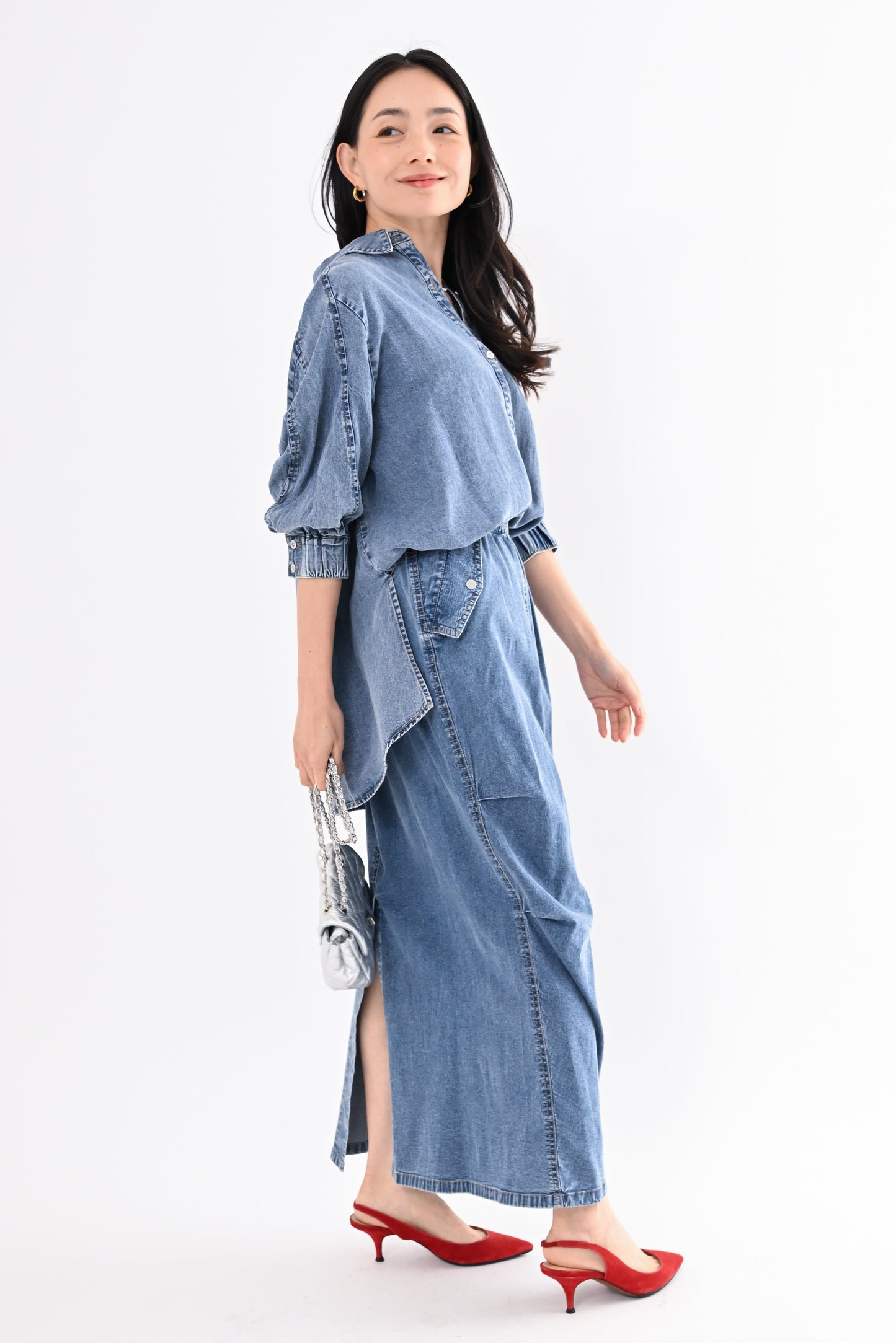 〈20%OFF〉フラップポケデニムスカート