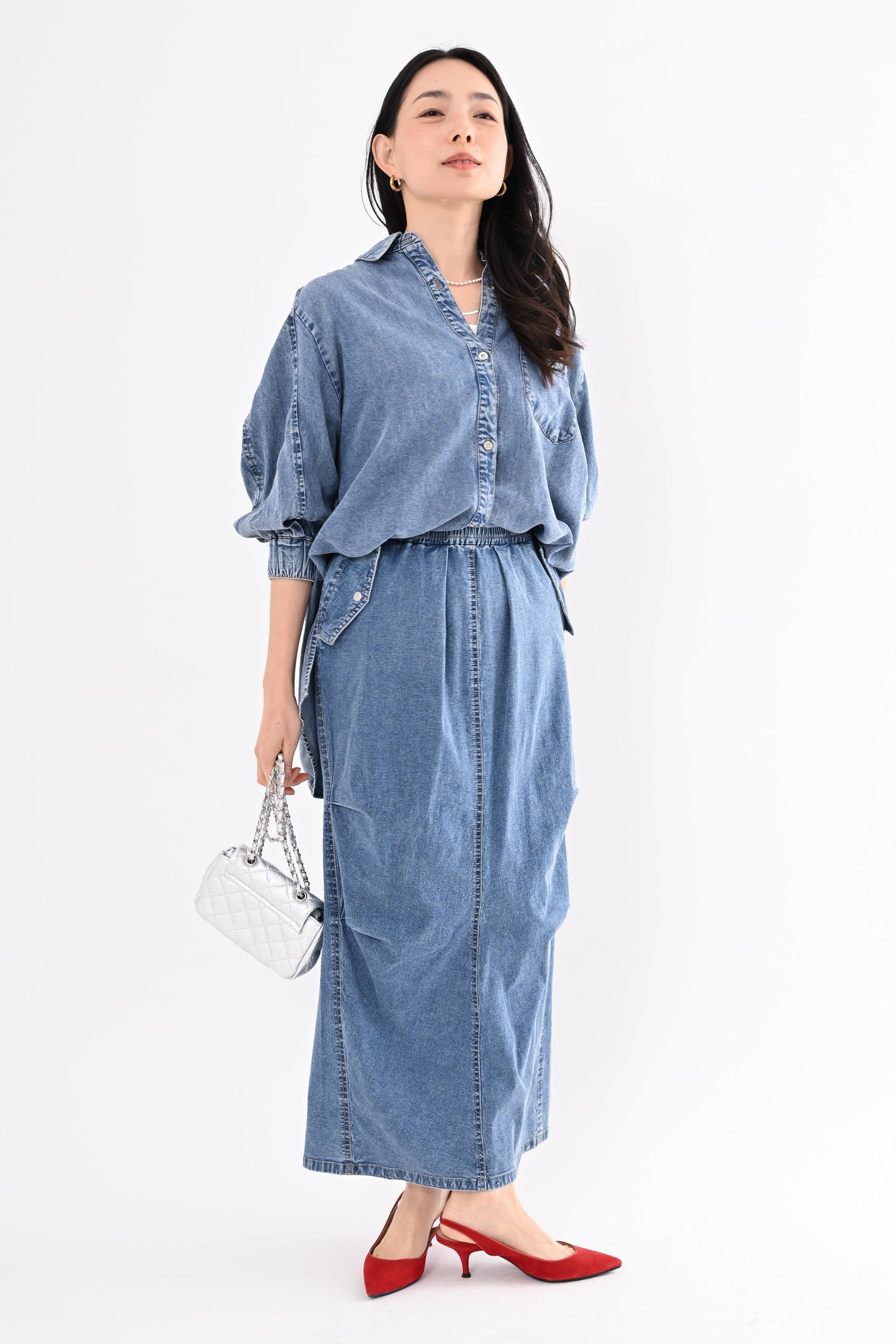 〈20%OFF〉フラップポケデニムスカート