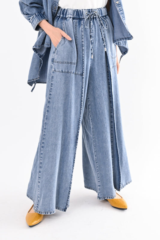 テンセルデニムワイドパンツ