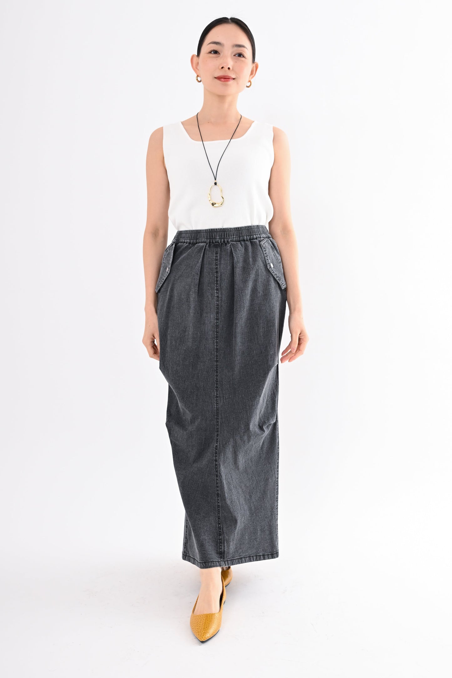 〈20%OFF〉フラップポケデニムスカート