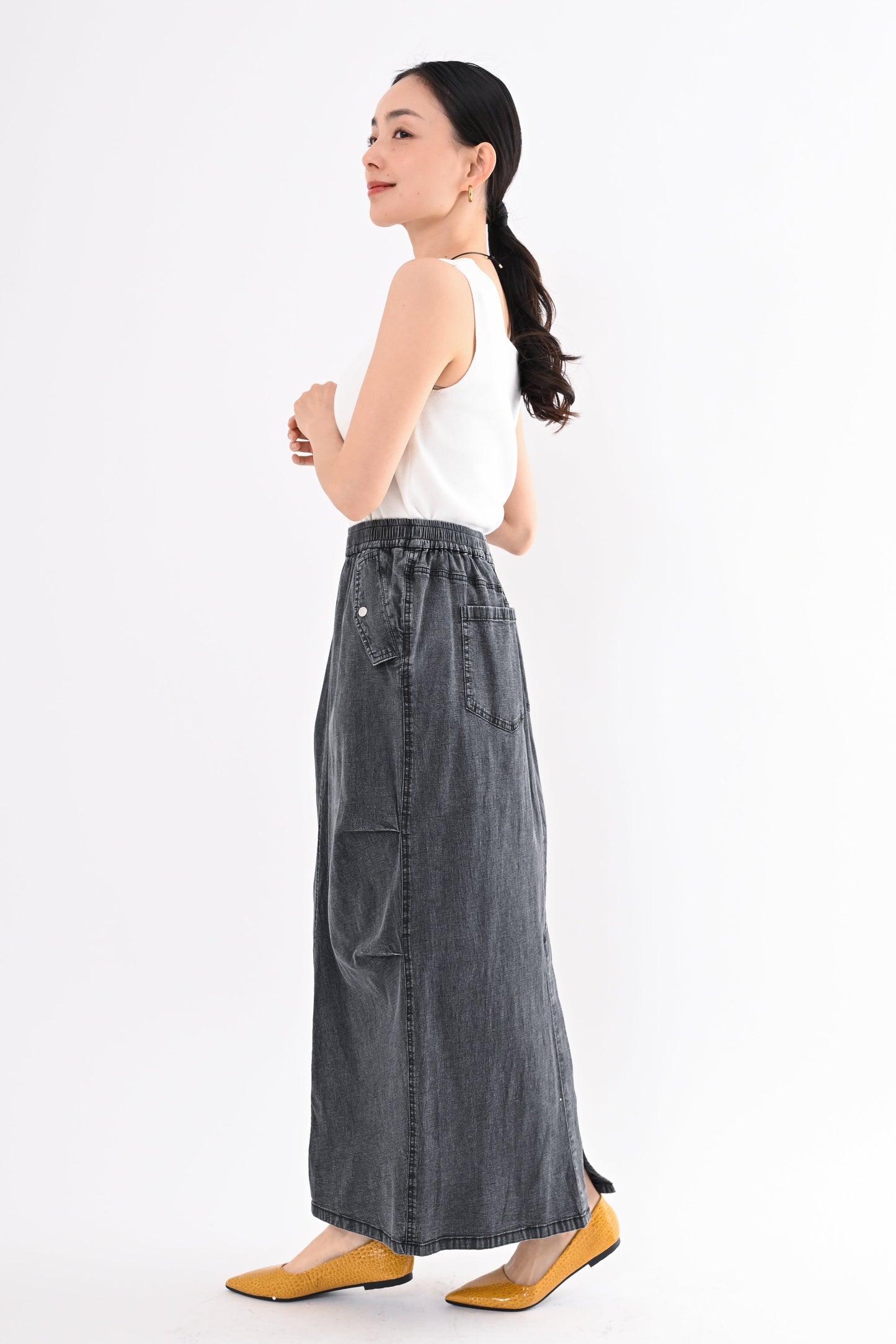 〈20%OFF〉フラップポケデニムスカート