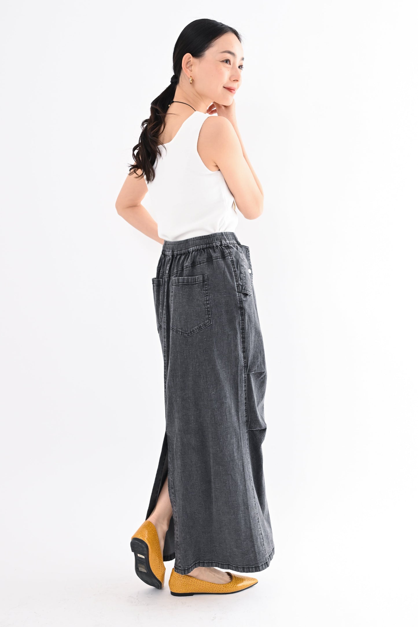 〈20%OFF〉フラップポケデニムスカート