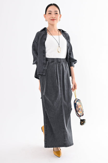 〈20%OFF〉フラップポケデニムスカート