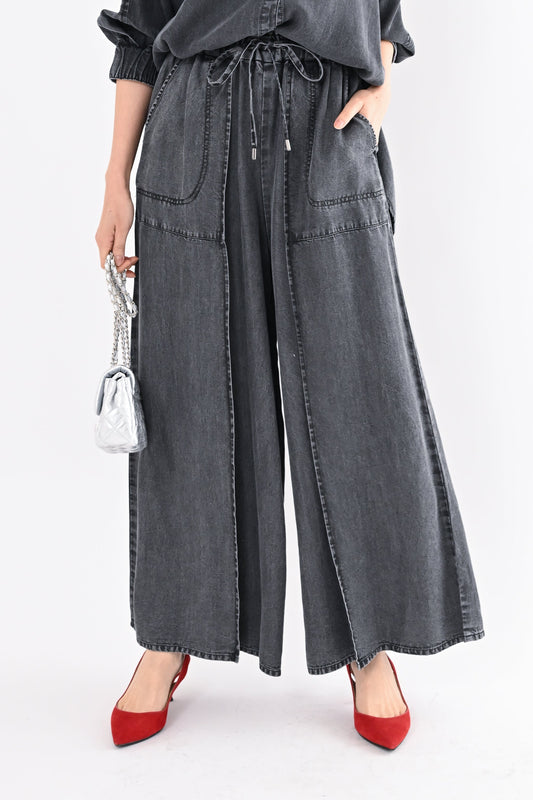 テンセルデニムワイドパンツ