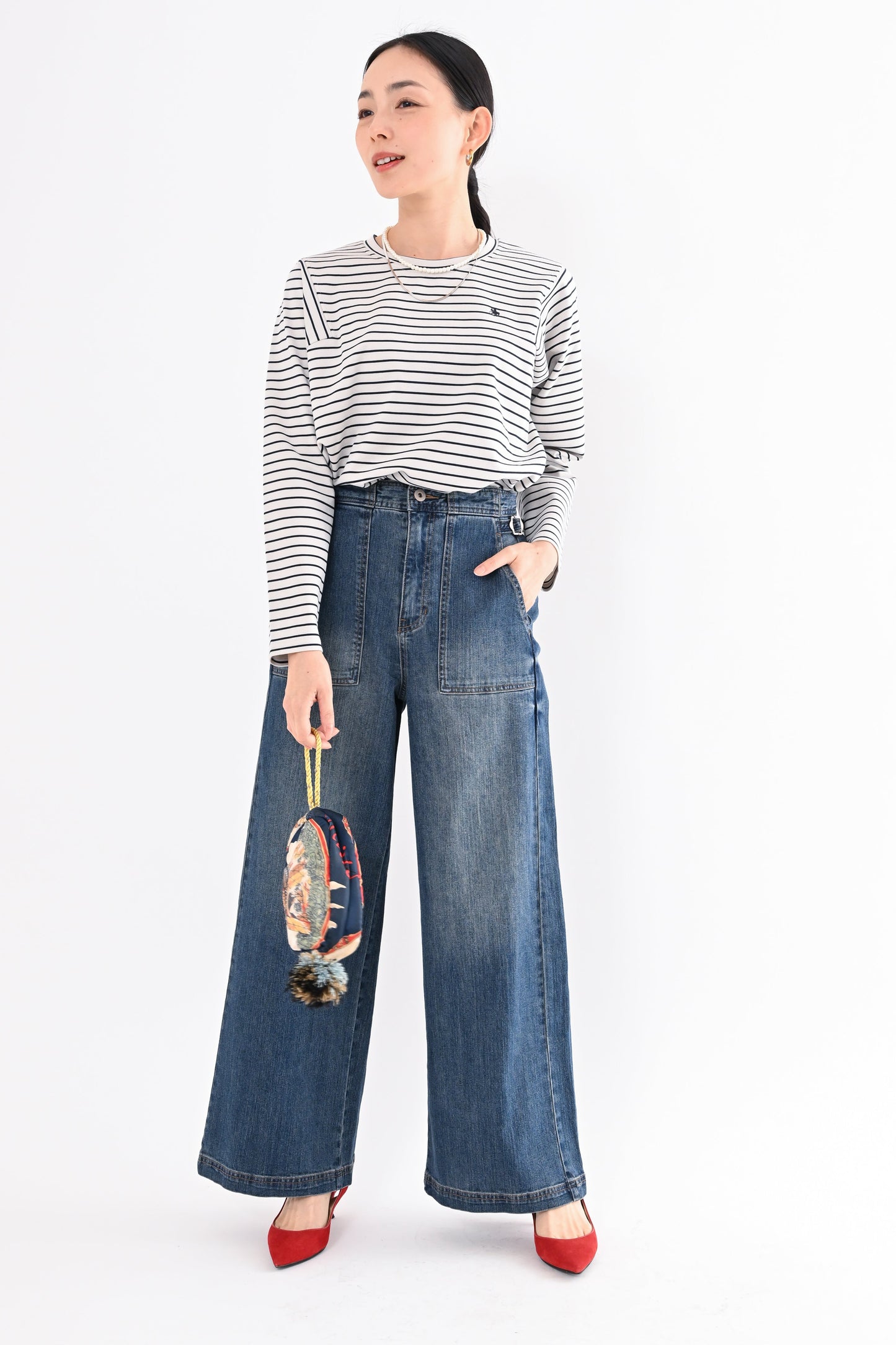 UVカットデニムワイドパンツ