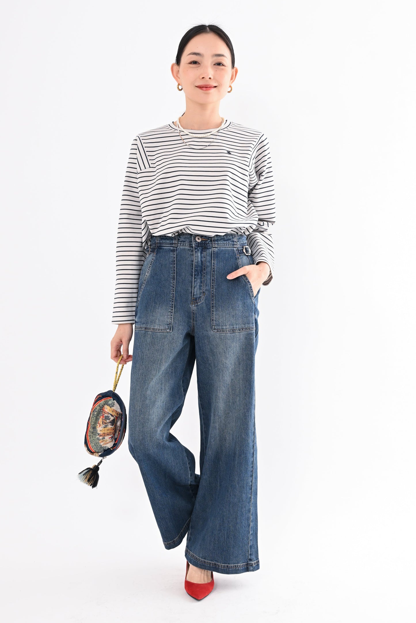 UVカットデニムワイドパンツ