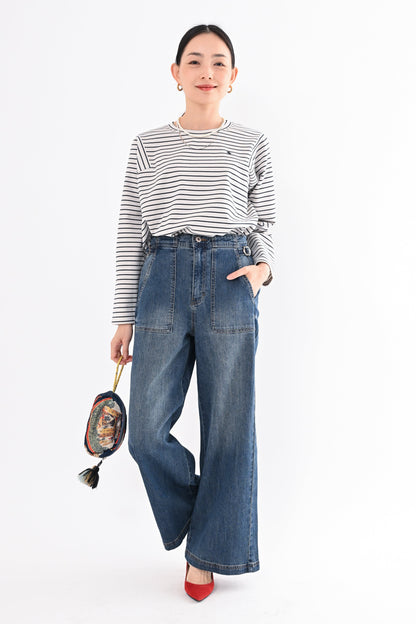 UVカットデニムワイドパンツ