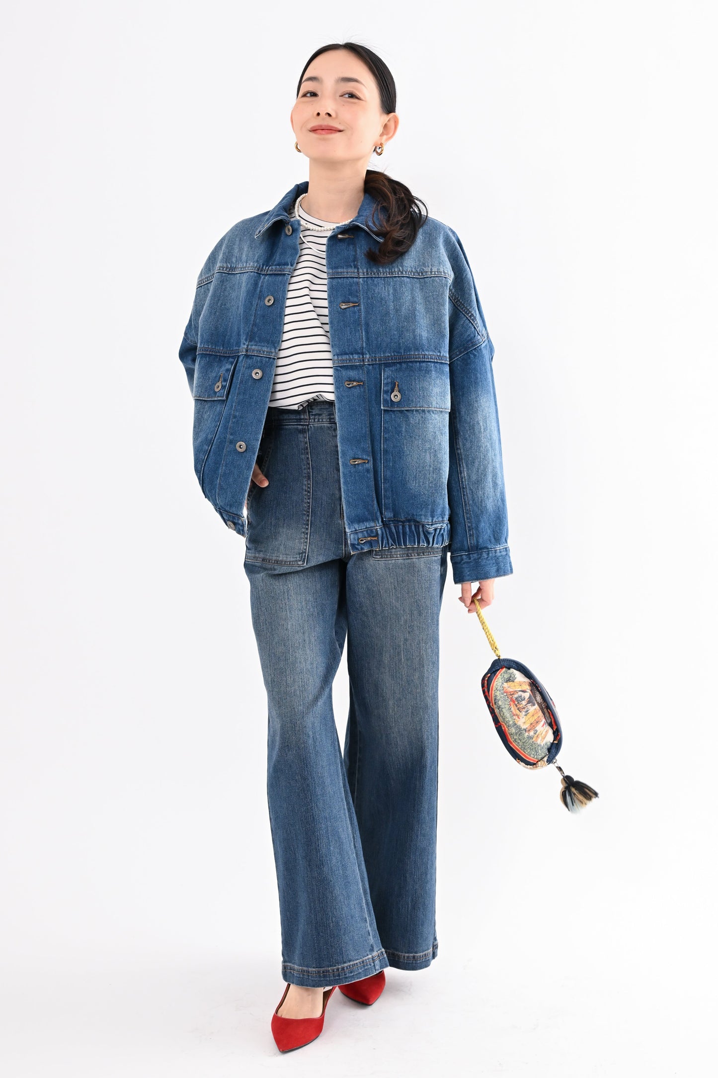 UVカットデニムワイドパンツ