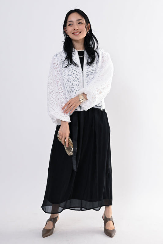 レイヤードレースブルゾン