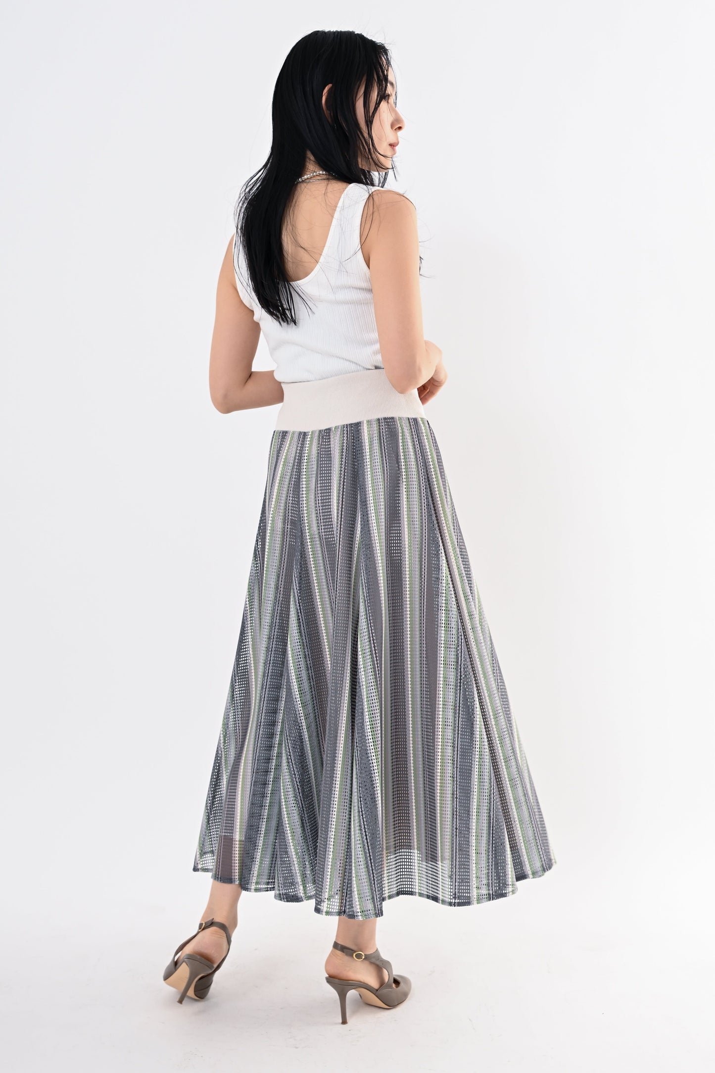 ストライプメッシュスカート