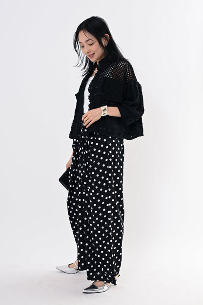 メッシュフリルコンビブラウス