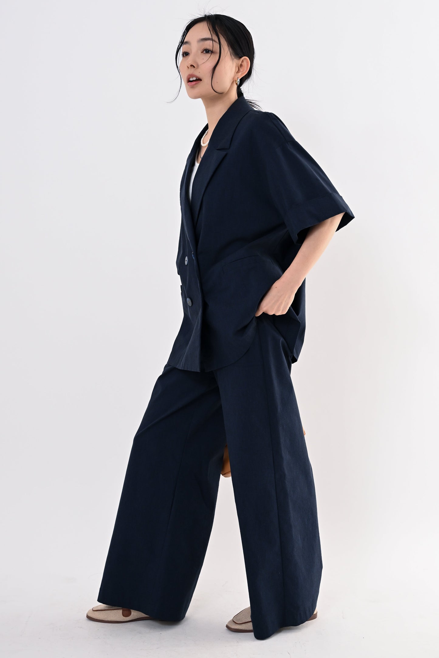バックラッシュリネンワイドパンツ