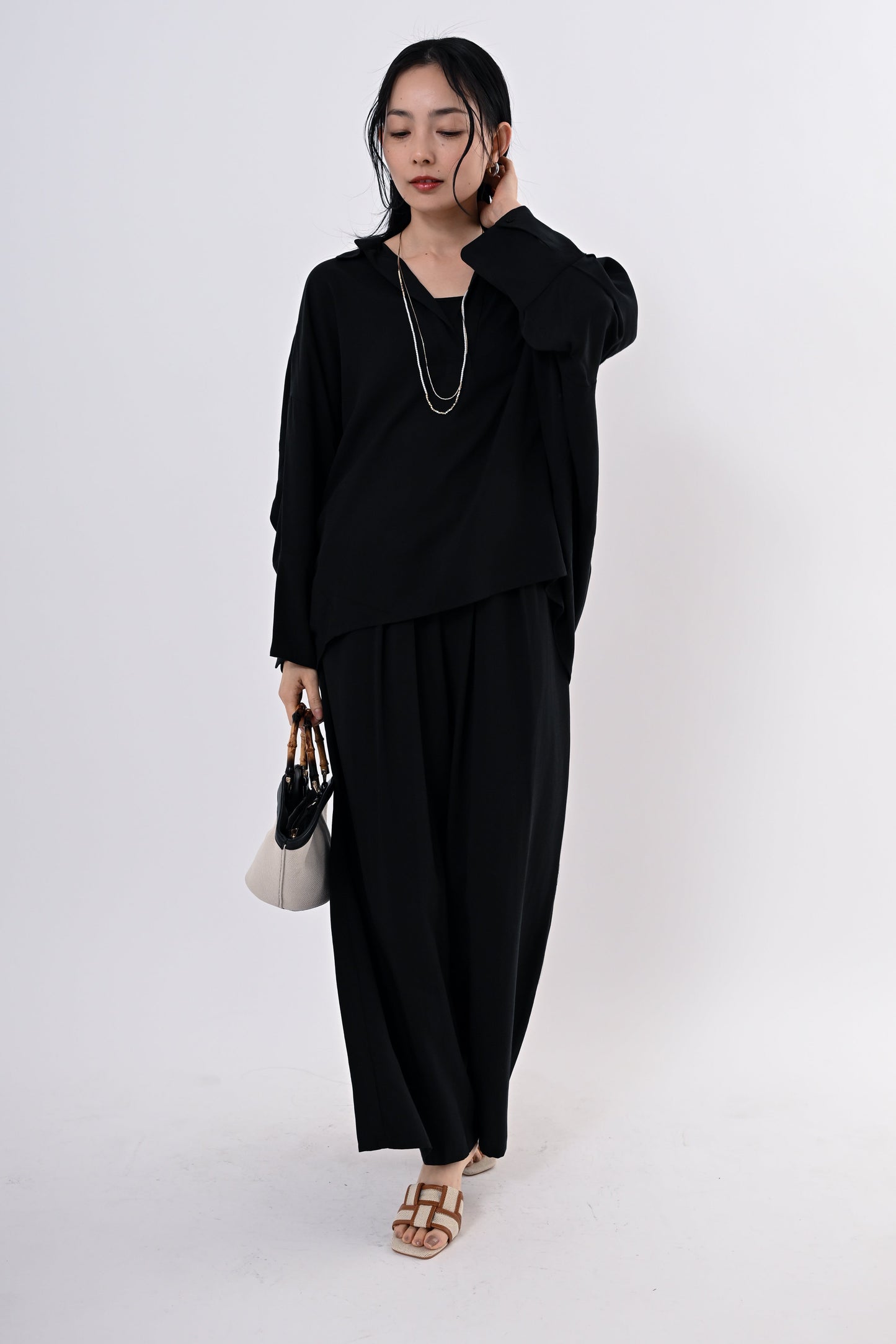 テンセルツイルワイドパンツ