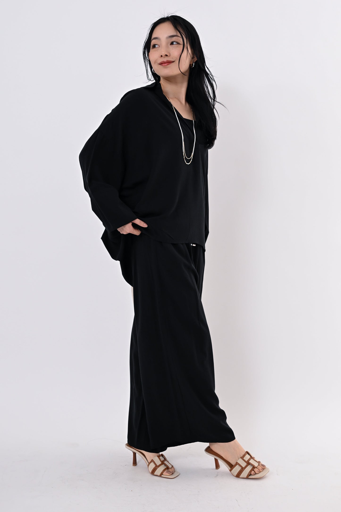 テンセルツイルワイドパンツ