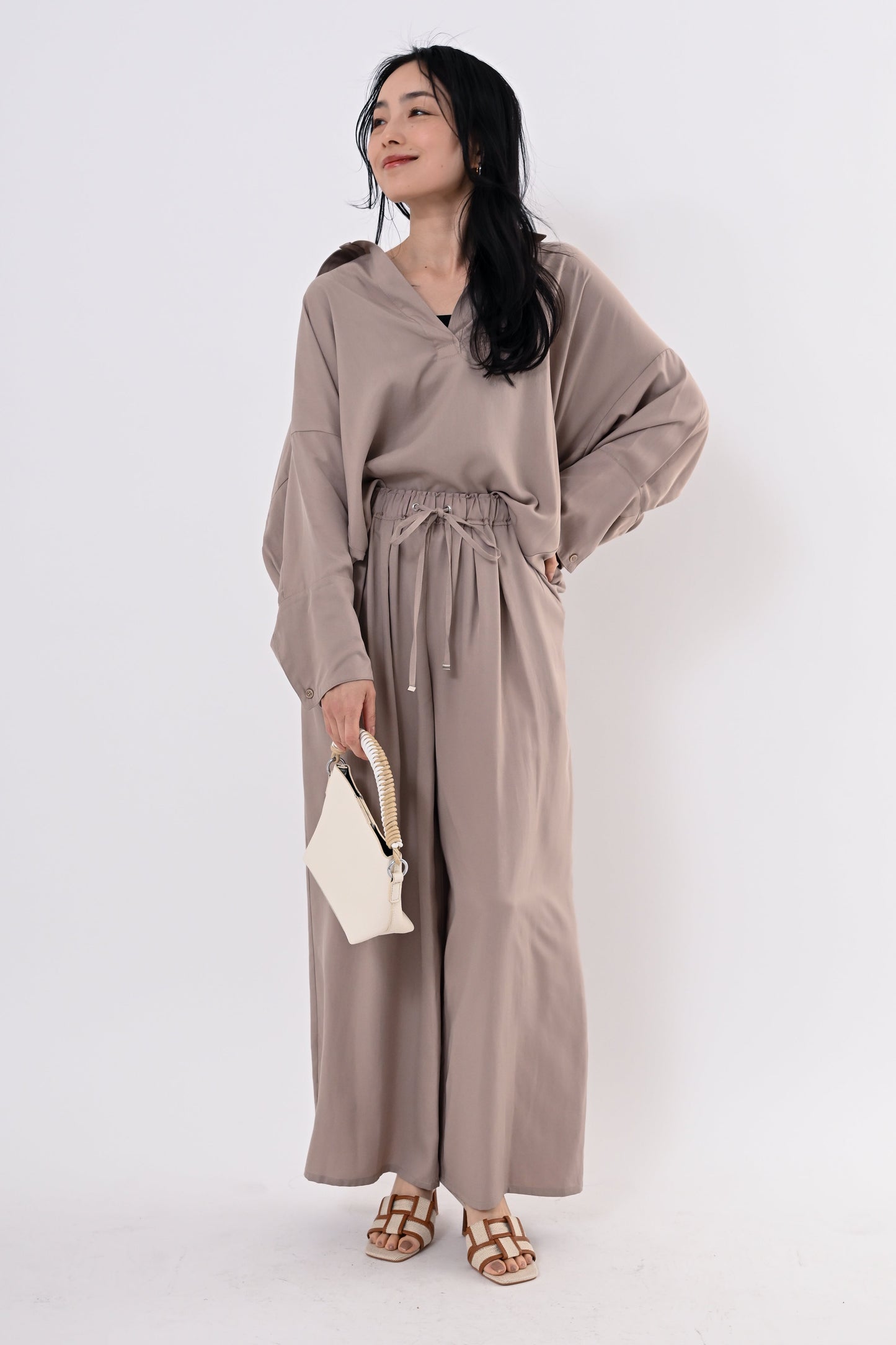 テンセルツイルワイドパンツ